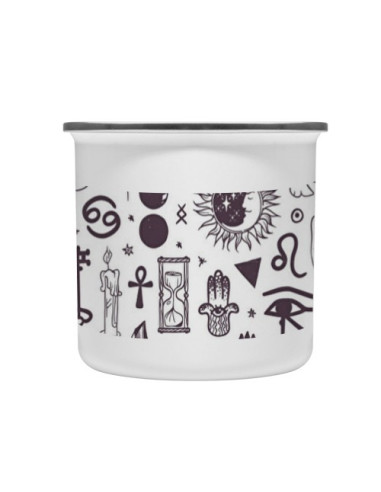 Vintage brass mug esoteric icons