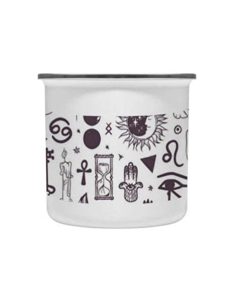 Vintage brass mug esoteric icons
