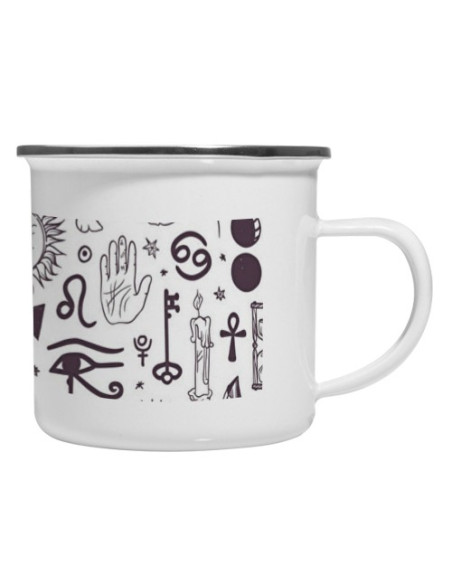 Vintage brass mug esoteric icons