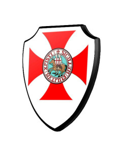 Wooden shield Cross and Knights Templar (19.2 x 23.4 cms.)