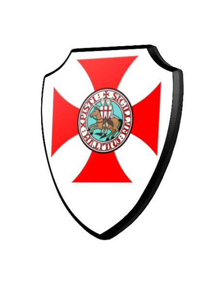 Wooden shield Cross and Knights Templar (19.2 x 23.4 cms.)