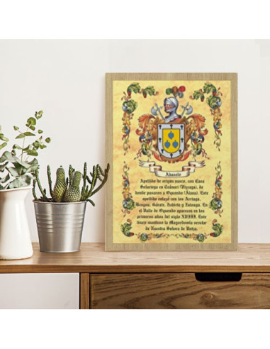 Heraldic shields table 1 surname (30x40 cms.)