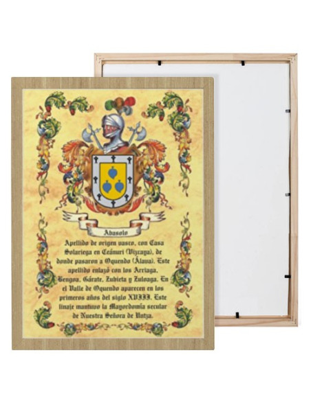 Heraldic shields table 1 surname (30x40 cms.)