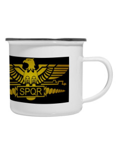 Vintage enameled brass cup Roman Legion SPQR