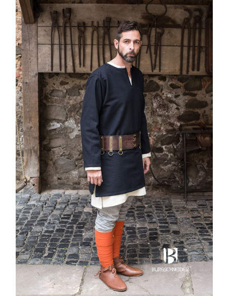 Medieval tunic Erik black long sleeve