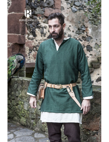 Medieval tunic Erik green long sleeve
