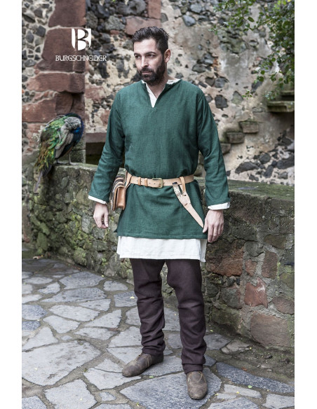 Medieval tunic Erik green long sleeve