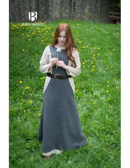 Medieval Tunic Woman Albrun in Gray Wool