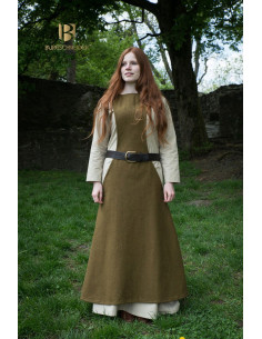 Medieval Tunic Woman Albrun in Green Wool