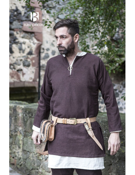 Medieval tunic Erik brown long sleeve