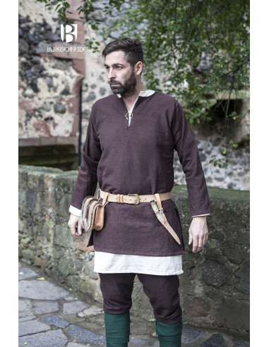 Medieval tunic Erik brown long sleeve
