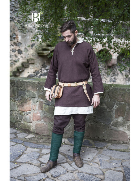 Medieval tunic Erik brown long sleeve