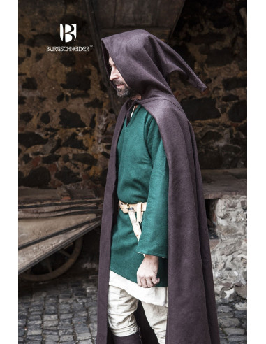 Hibernus medieval wool cape, brown