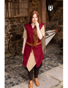 Meril women's tunic, red wool