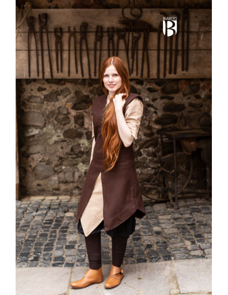 Meril women's tunic, brown wool