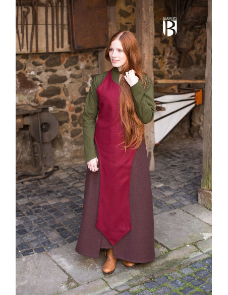 Medieval Apron, red wool