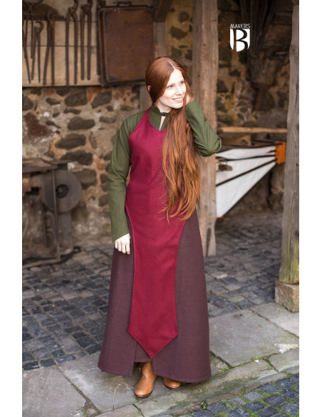 Medieval Apron, red wool