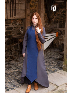 Medieval apron Isa, blue cotton
