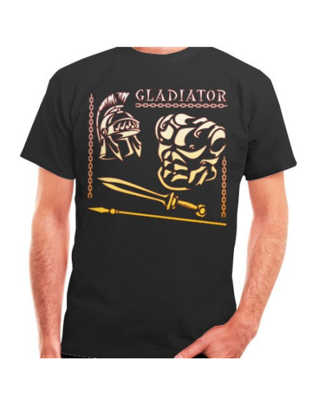 Black Gladiator and Roman T-shirt, short sleeve
