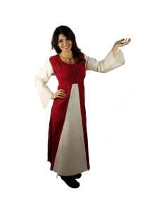 Red-cream cotton medieval dress