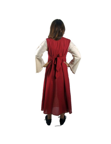 Red-cream cotton medieval dress