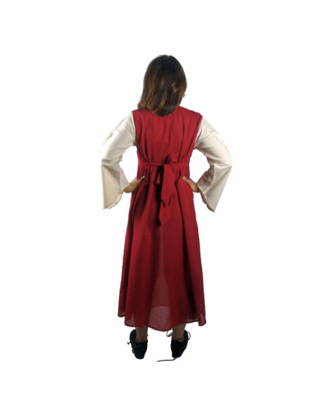 Red-cream cotton medieval dress