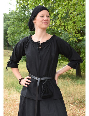 Blouse medieval women Birga, black. Blouses - Dresses women