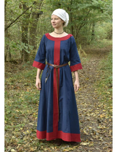 Medieval dress Gudrun, blue-red