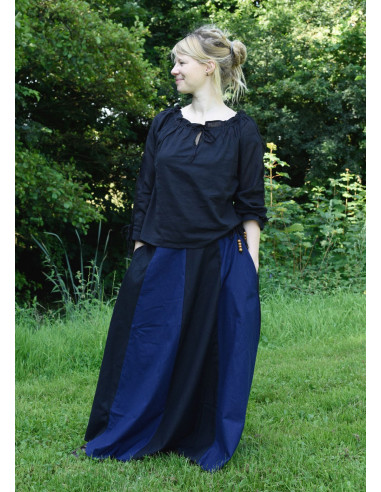 Long blue-black medieval skirt