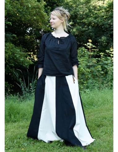 Long white-black medieval skirt