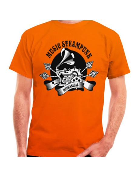 Orange SteamPunk T-shirt, short sleeve