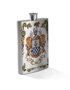 Personalized flask with Heraldic Shield of 1 Surname