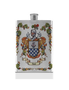 Personalized flask with Heraldic Shield of 1 Surname 2