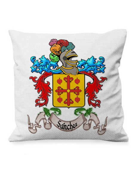 Personalized cushion with Heraldic Shield 1 Surname (COLORED)
