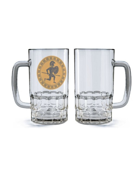 Greek Hoplite Warrior Glass Beer Mug