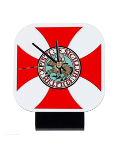 Square Knights Templar table clock (12x12 cms.)