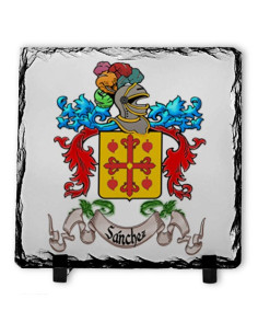 Heraldic Coat of Arms 1 Surname on Slate Stone (20x20 cms.)