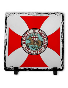 Shield Knights Templar on Slate Stone (20x20 cms.)