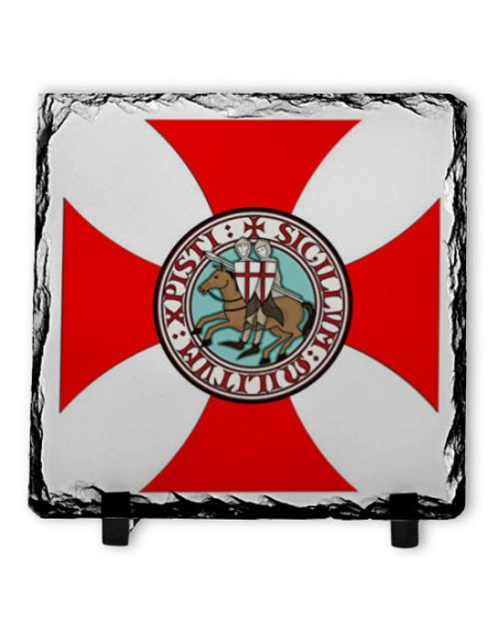 Shield Knights Templar on Slate Stone (20x20 cms.)