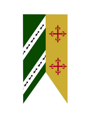 Two-Tone Banner Green-Mustard Medieval Crosses