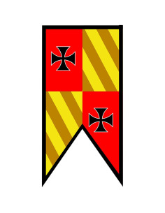 Medieval Banner Quartered Peaks Templar Crosses