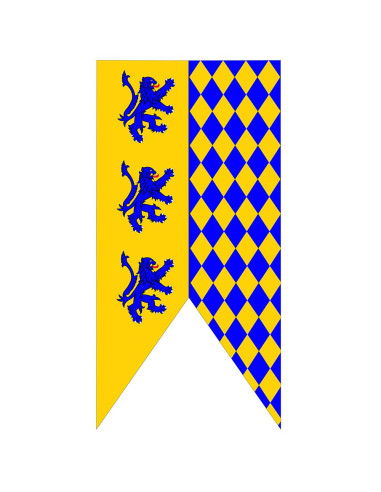 Bicolor Medieval Banner with Rampant Lions