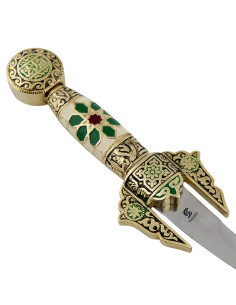 Decorated curved Arab dagger, 34 cms.