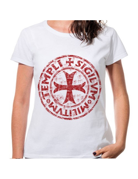 White Women's T-shirt Cross Templars, short sleeve