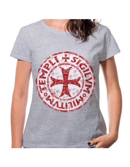 Women's Gray Templar Cross T-shirt, short sleeve