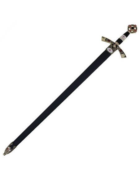 Golden decorated Templar sword, with scabbard