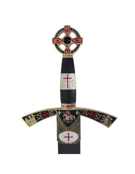 Golden decorated Templar sword, with scabbard