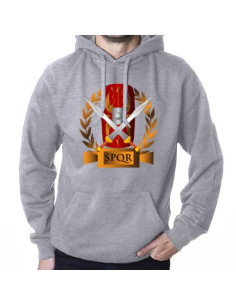 Gray Roman Legions Sweatshirt, SPQR, with Hood