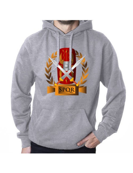 Gray Roman Legions Sweatshirt, SPQR, with Hood
