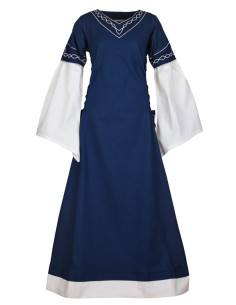 Medieval dress Alvina, blue-white